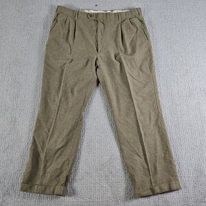 Brooks Brothers‎ 100% Wool Pants Khaki Pleated 38X27 Cuffed